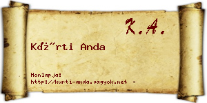 Kürti Anda névjegykártya
